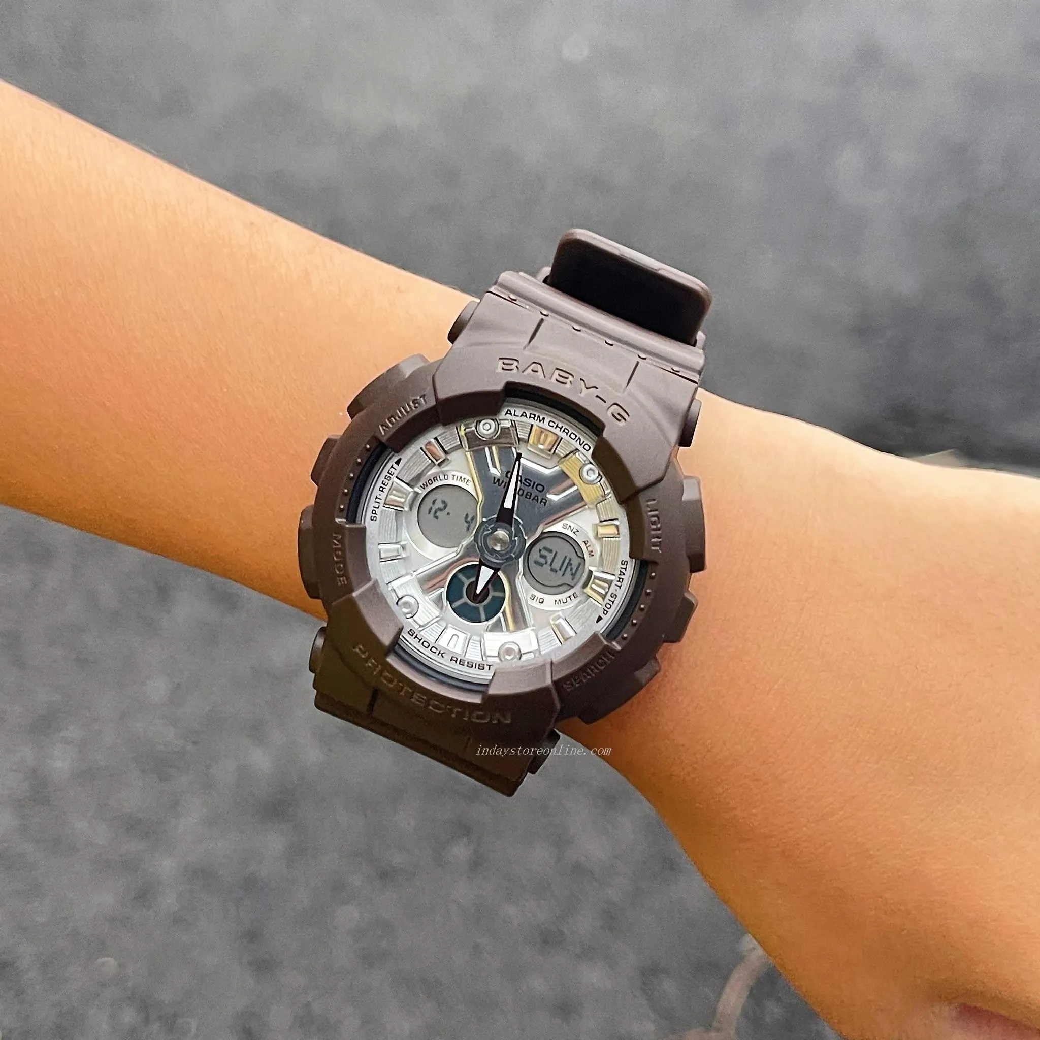 Casio Baby-G Women's Watch BA-130SW-5A Resin Band Mineral Glass Shock Resistant