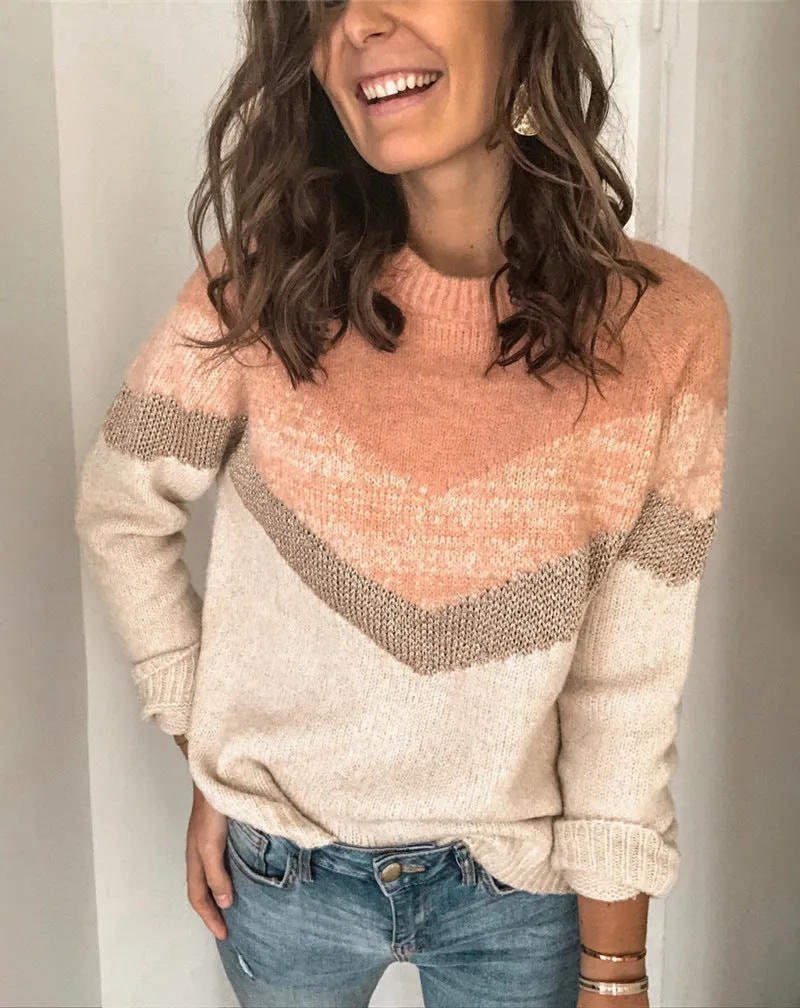 Casual Contrast Casual Knitted Sweater