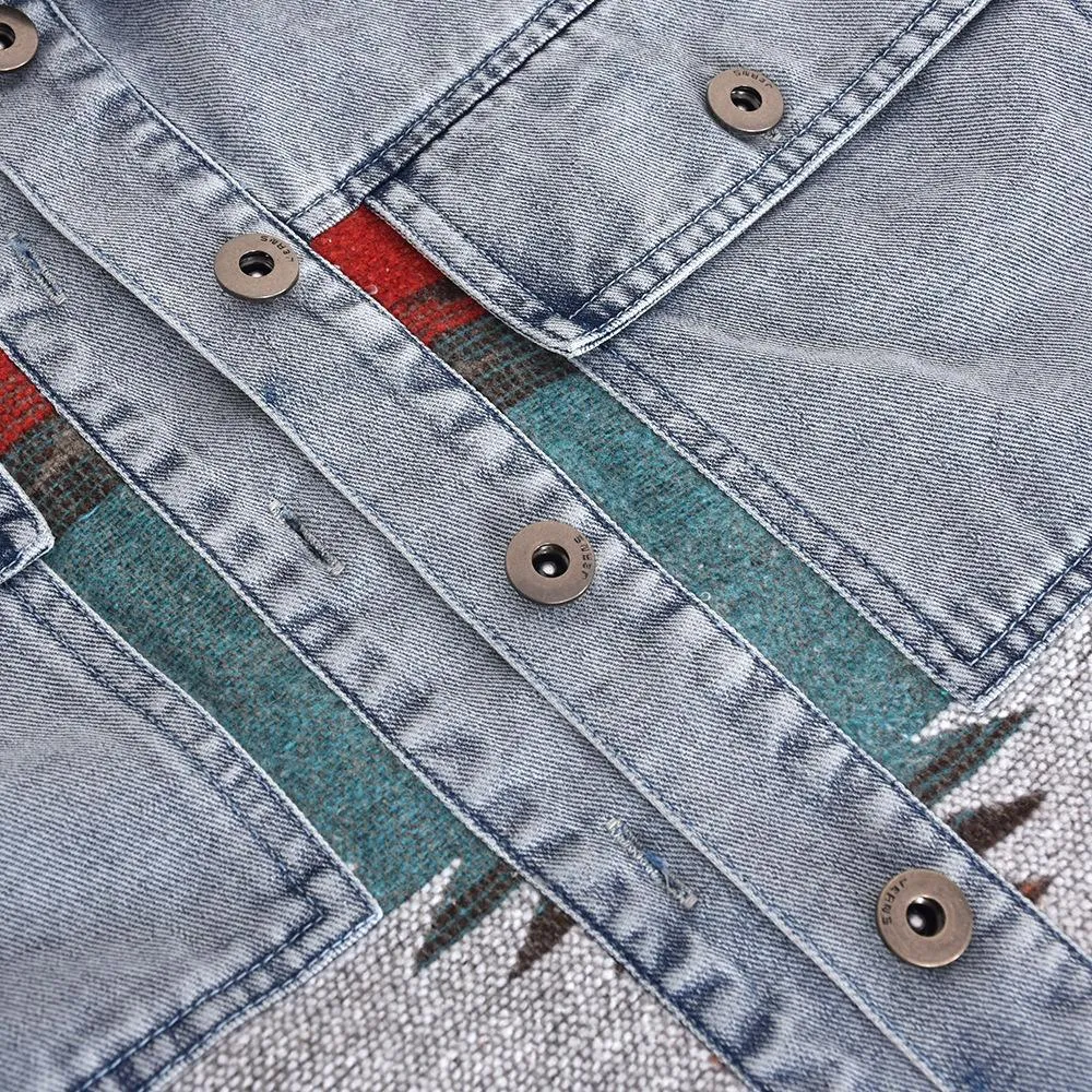 Casual Pile Collar Painting Tassel Denim Jacket Outerwear Cardigans