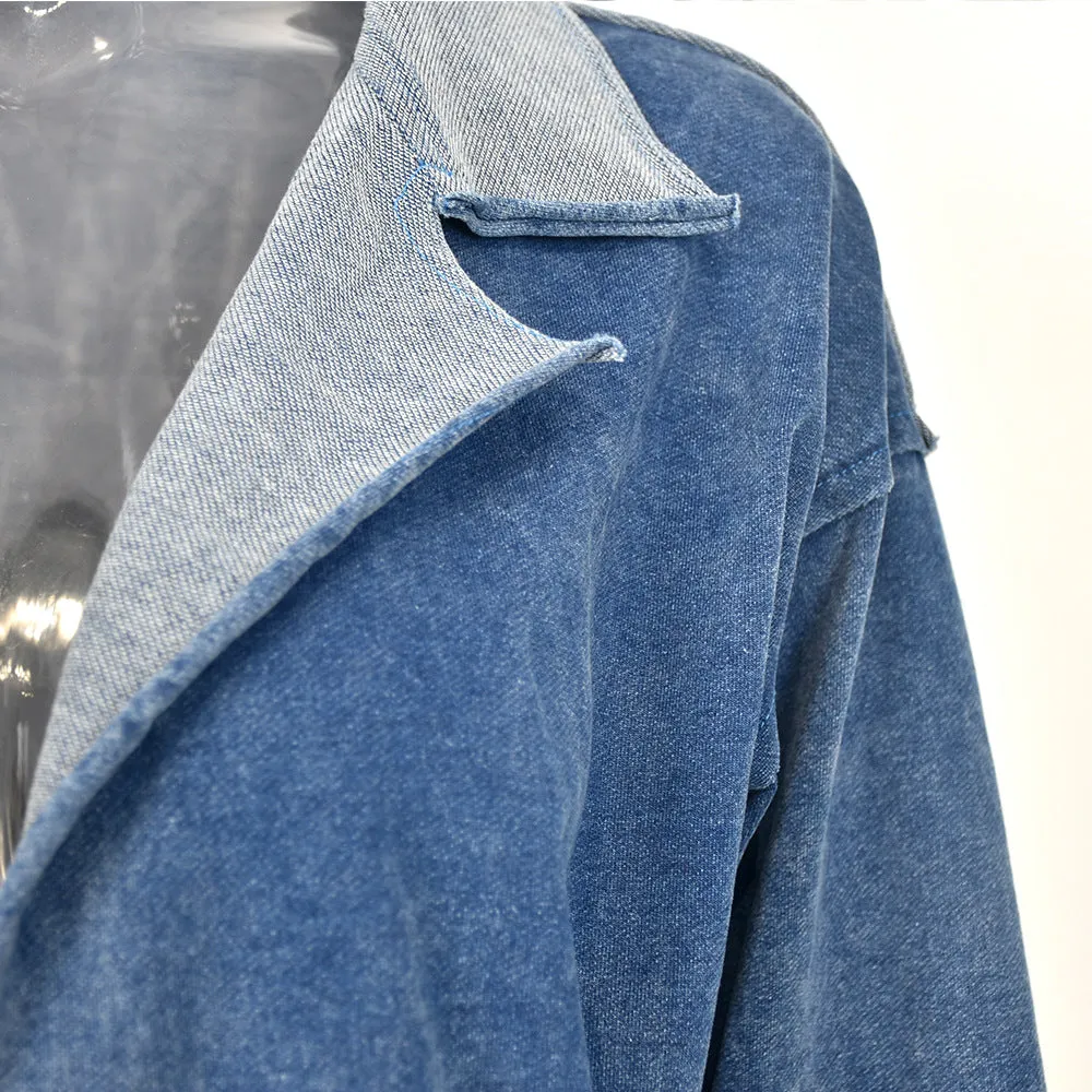 Casual Pile Collar Pocket Denim Outerwear Cardigans