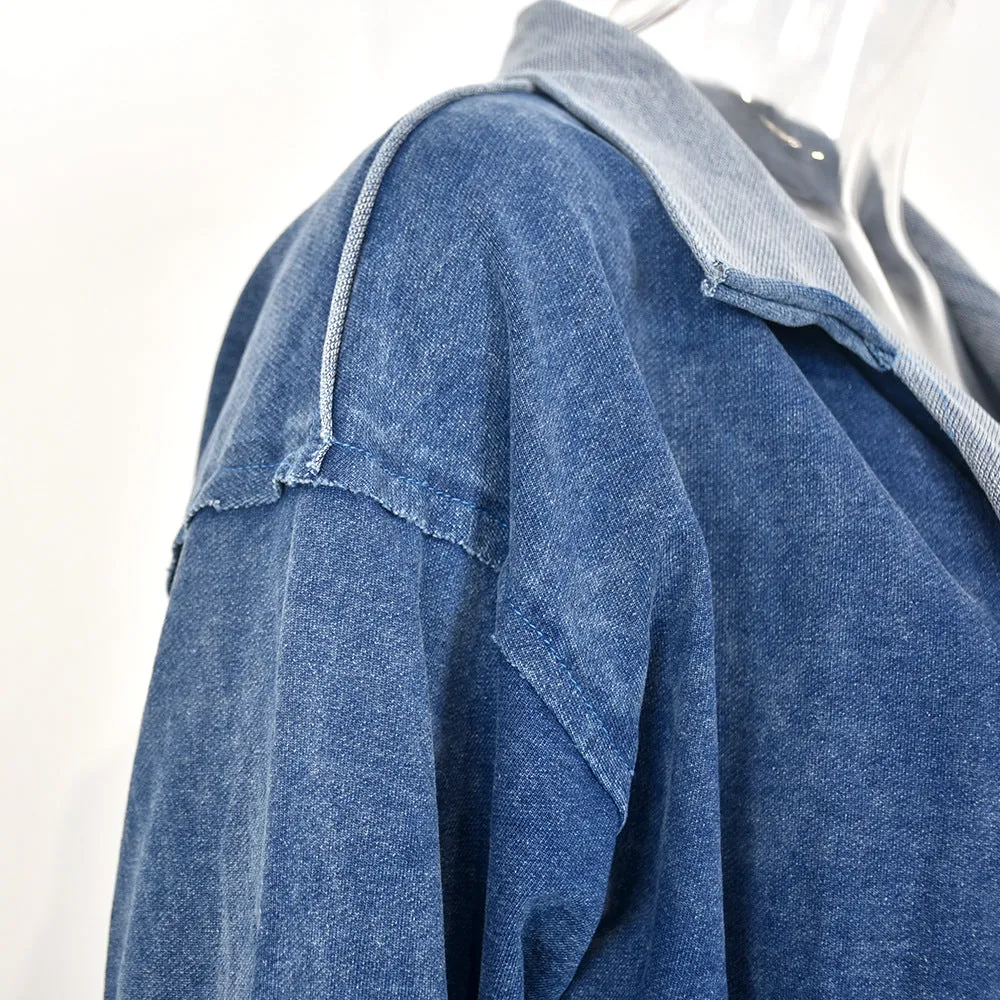 Casual Pile Collar Pocket Denim Outerwear Cardigans
