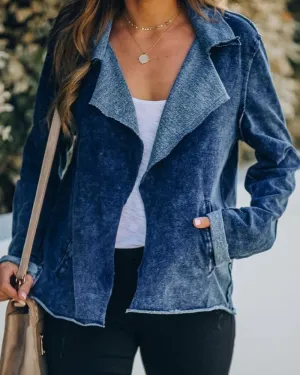 Casual Pile Collar Pocket Denim Outerwear Cardigans
