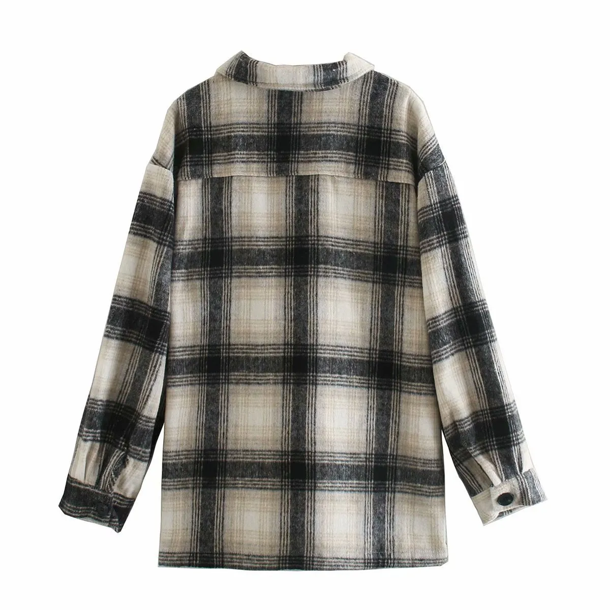 Casual Single-breasted Plaid Shirt Cardigans Coat