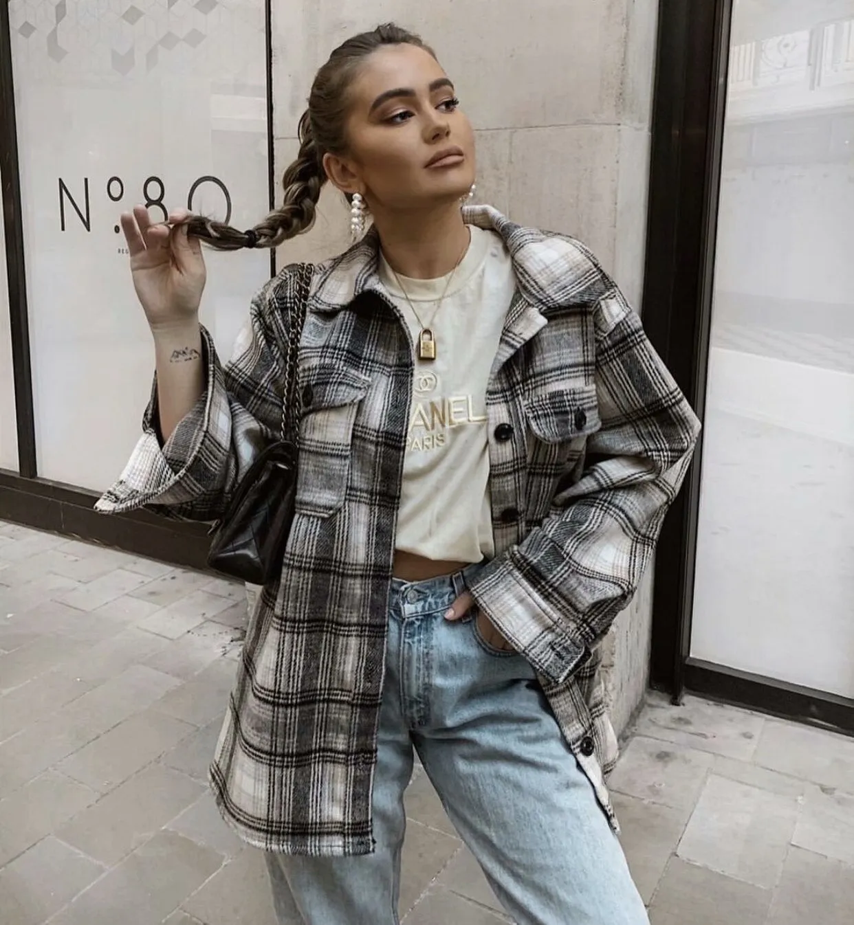 Casual Single-breasted Plaid Shirt Cardigans Coat