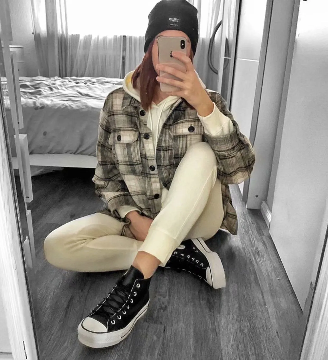 Casual Single-breasted Plaid Shirt Cardigans Coat