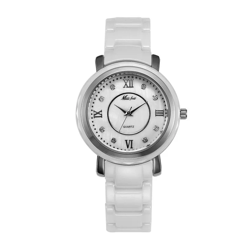 Ceramic Round Dial Quartz Women's Watch