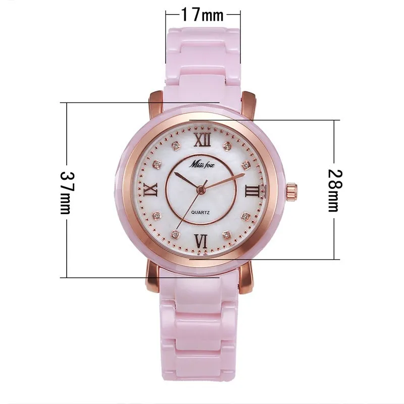 Ceramic Round Dial Quartz Women's Watch