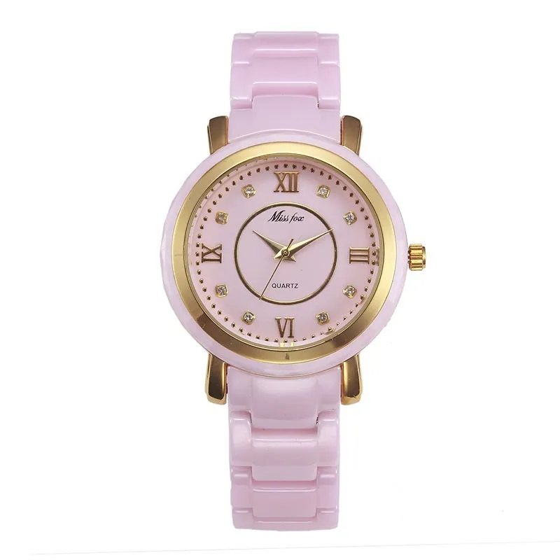 Ceramic Round Dial Quartz Women's Watch