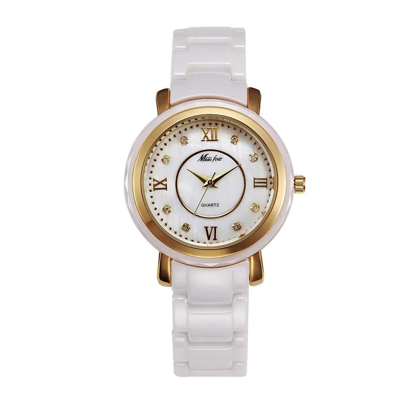 Ceramic Round Dial Quartz Women's Watch