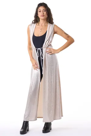 Champagne Shimmer Hooded Sleeveless Gemini Robe