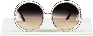 Chloé Metallic Gold Carlina Oversized Round Sunglasses