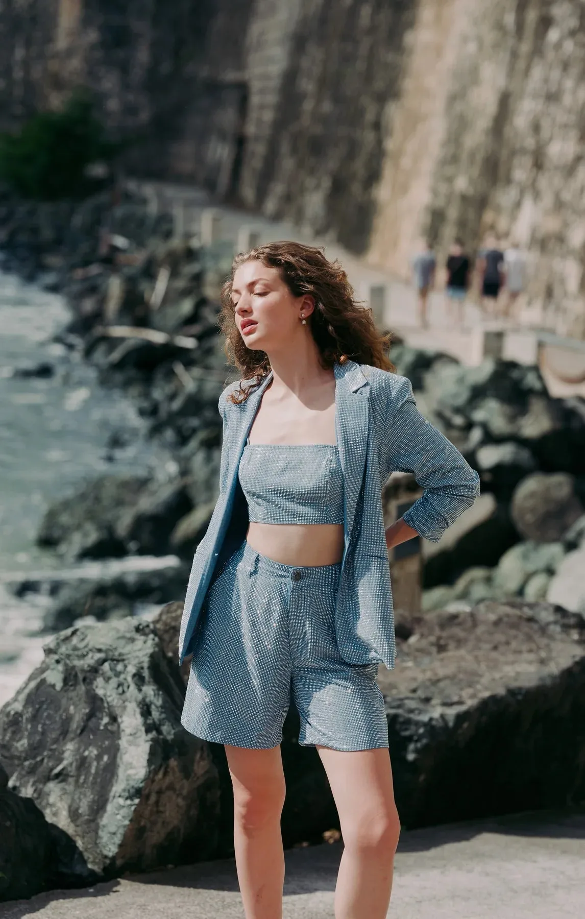 CINQ A SEPT Chambray Heatset Nikki Top