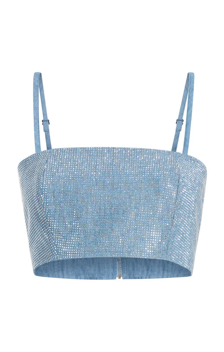 CINQ A SEPT Chambray Heatset Nikki Top