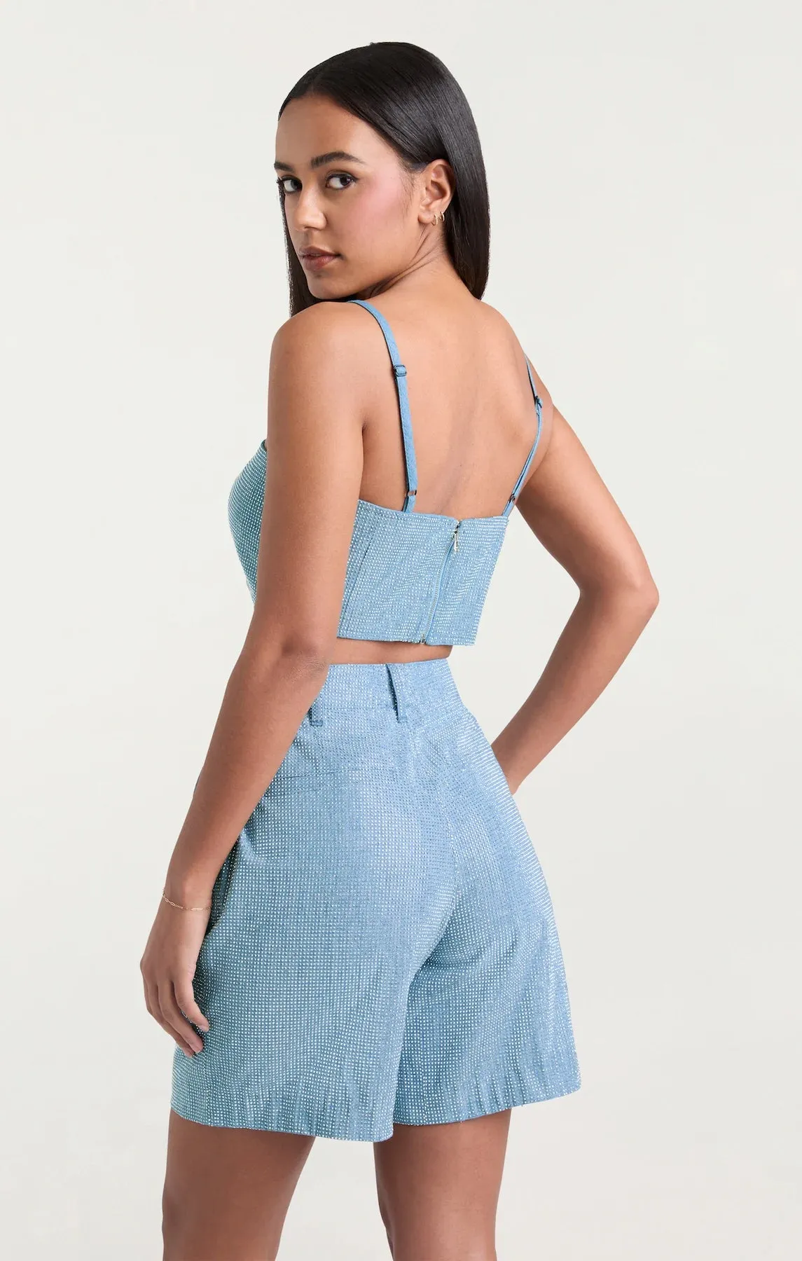 CINQ A SEPT Chambray Heatset Nikki Top
