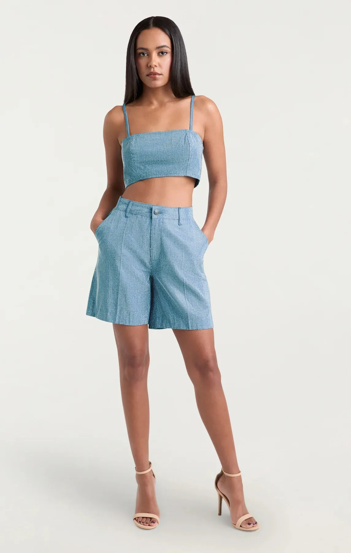 CINQ A SEPT Chambray Heatset Nikki Top