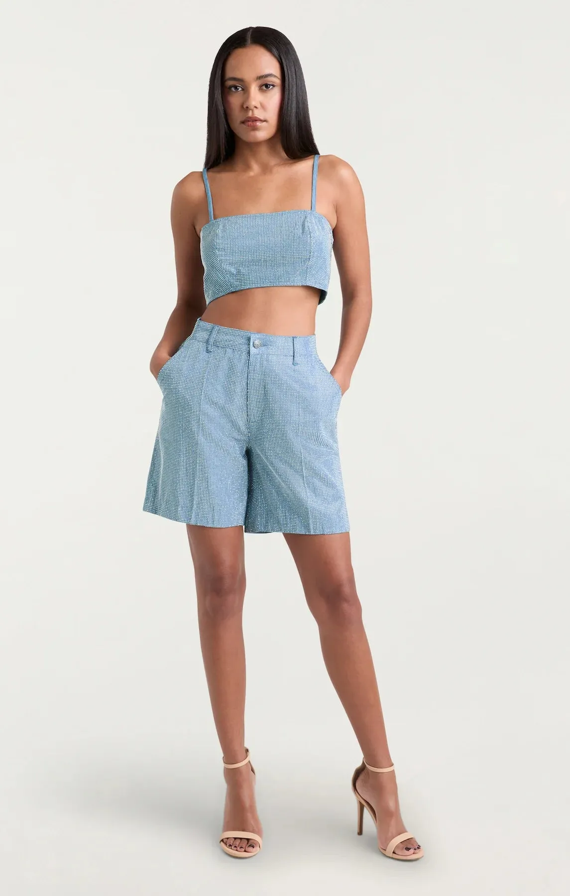 CINQ A SEPT Chambray Heatset Nikki Top