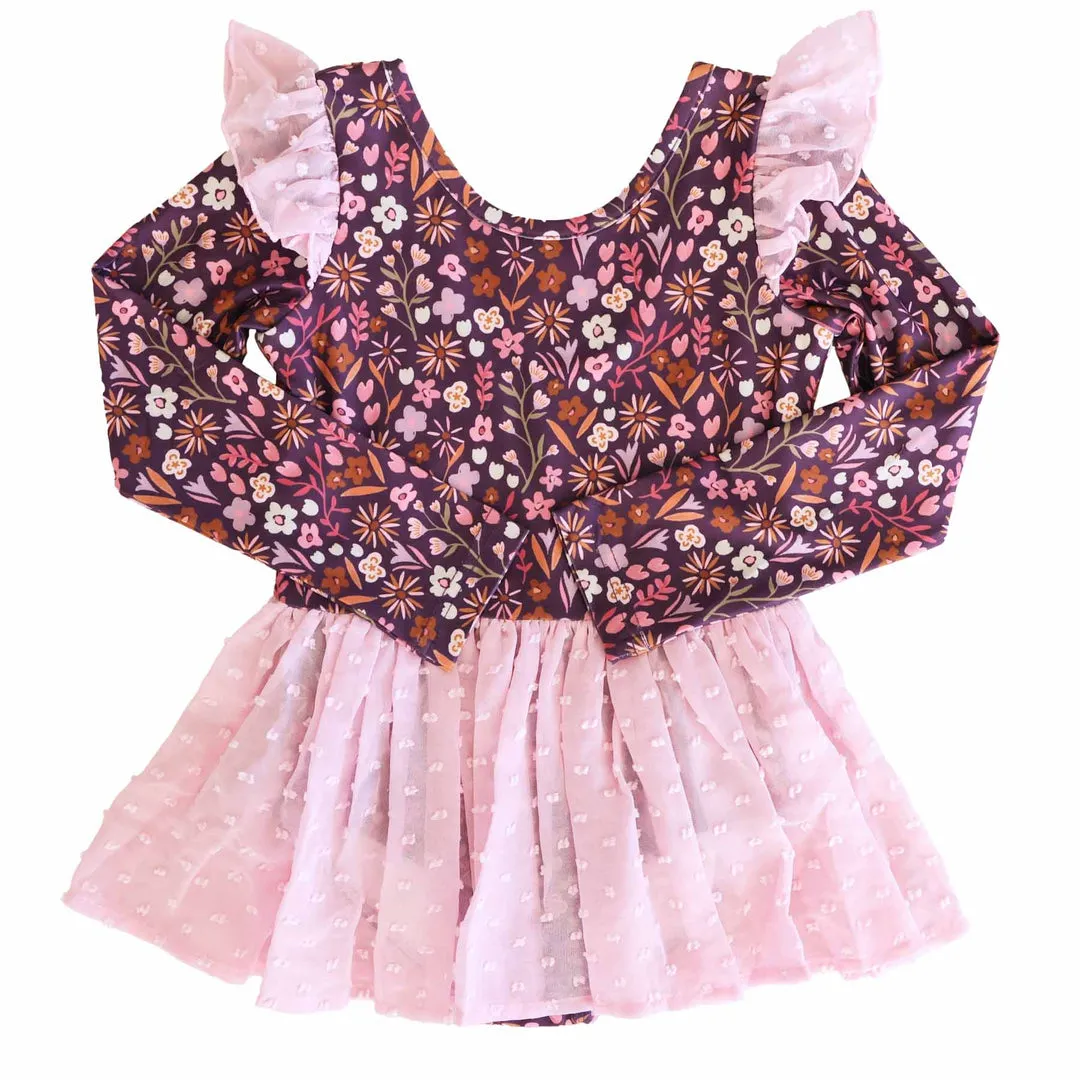 CL Long Sleeve Swiss Dot Leotard | Sugar Plum
