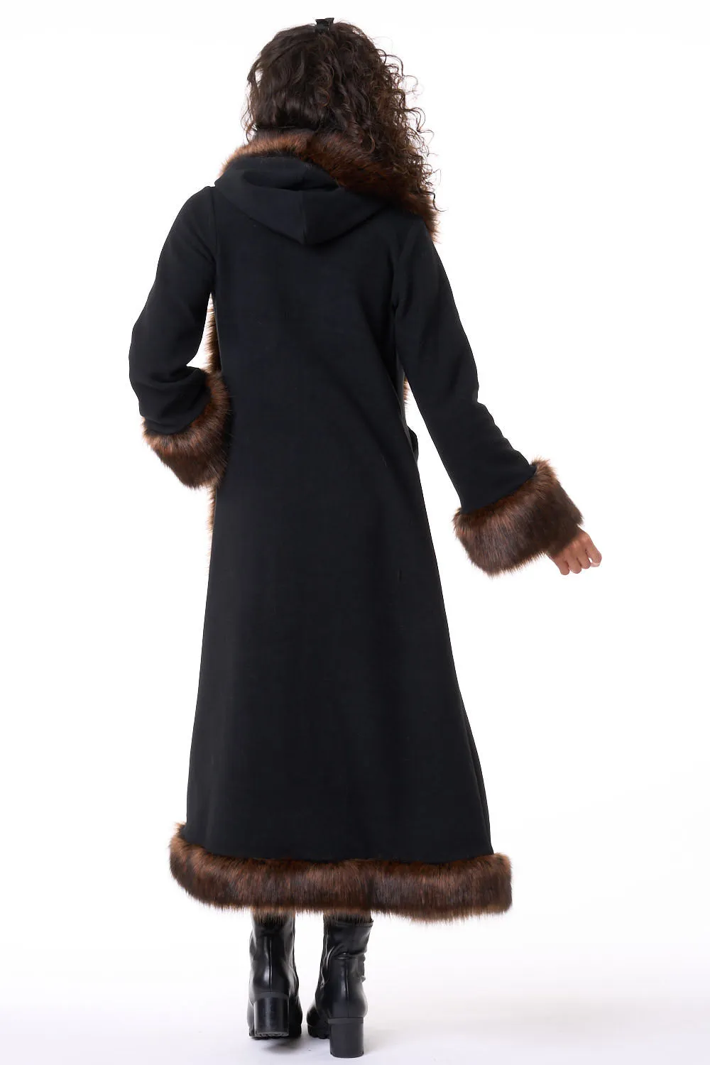 Classic Tamo Coat: Black Coat   Brown Trim