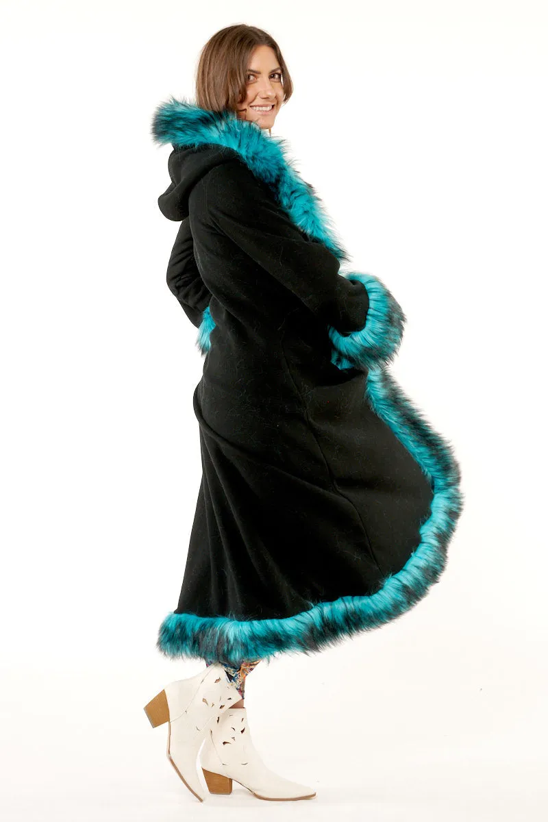 Classic Tamo Coat: Black Coat   Teal Trim