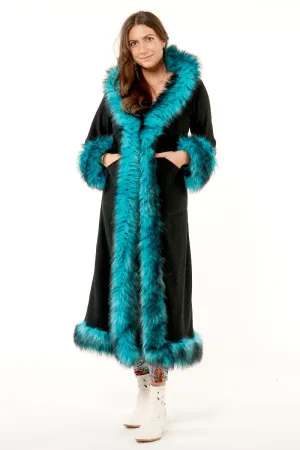 Classic Tamo Coat: Black Coat   Teal Trim