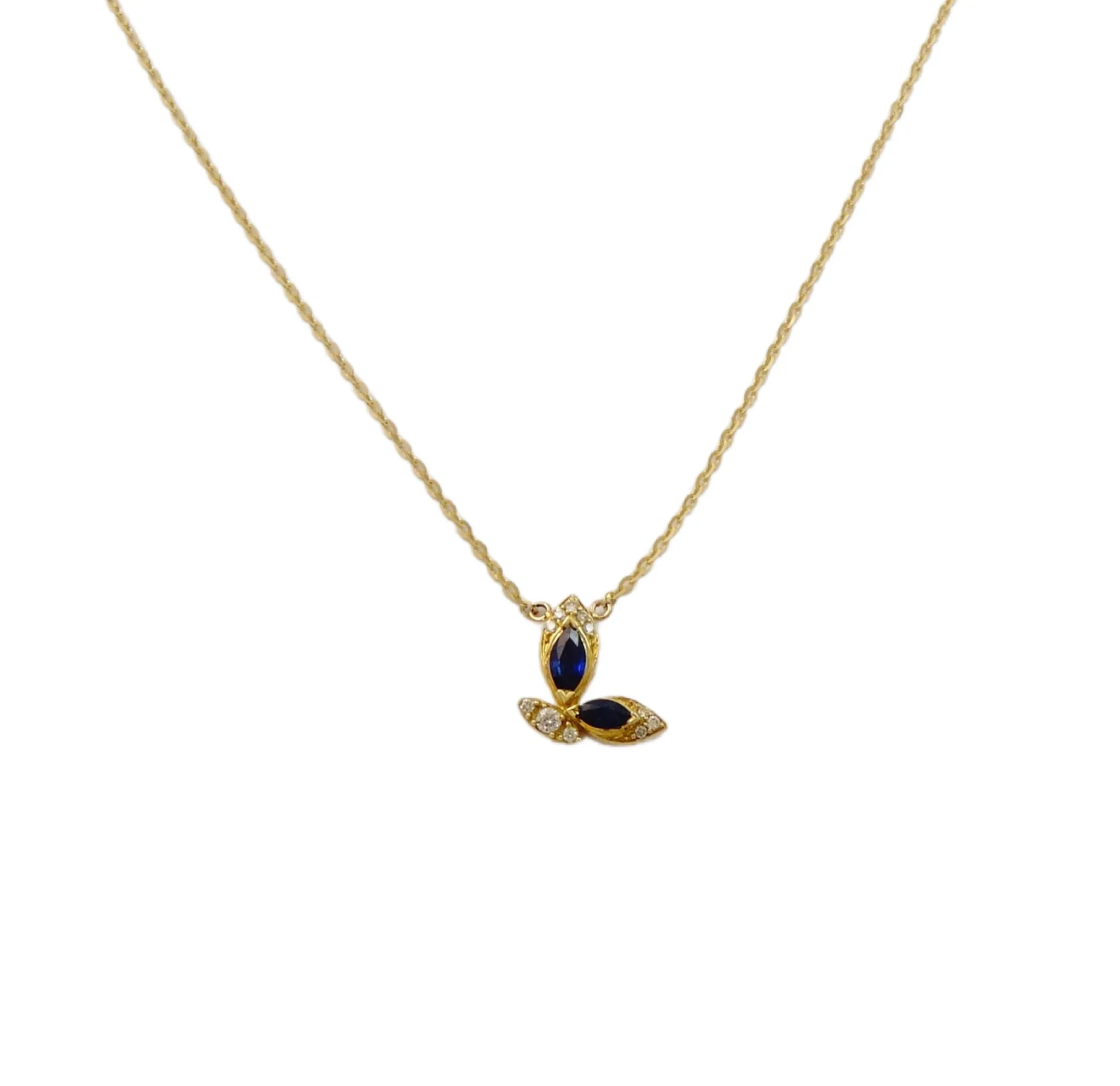 Color Stone Marquisse Diamond Butterfly Necklace