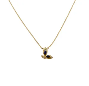 Color Stone Marquisse Diamond Butterfly Necklace
