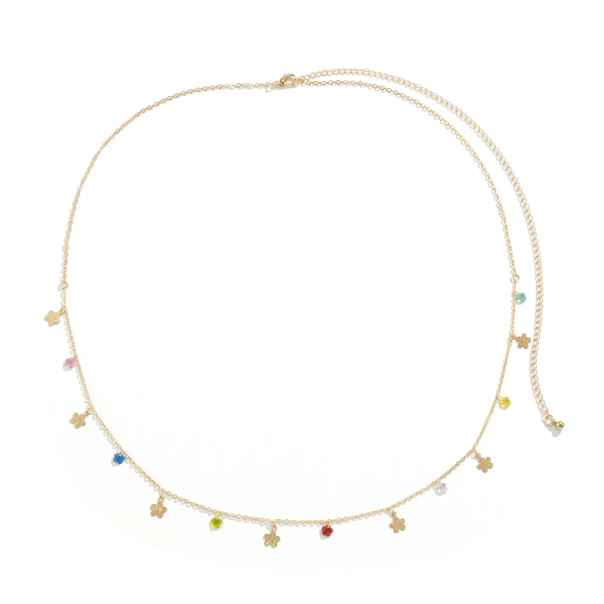 Colored Crystal & 18K Gold-Plated Flower Waist Chain