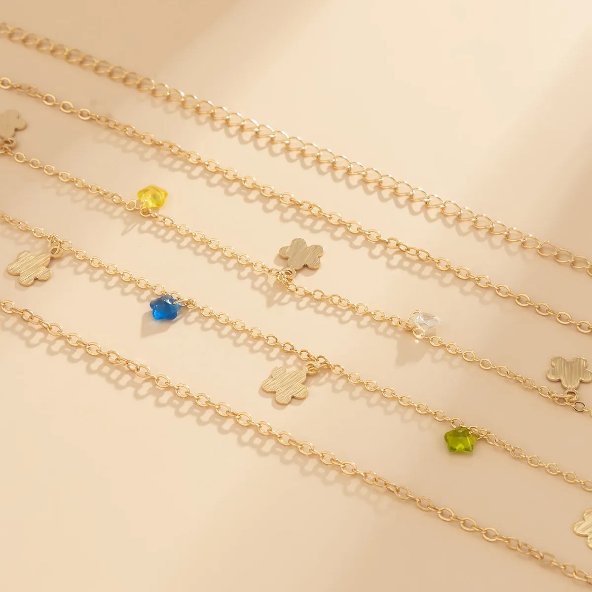 Colored Crystal & 18K Gold-Plated Flower Waist Chain