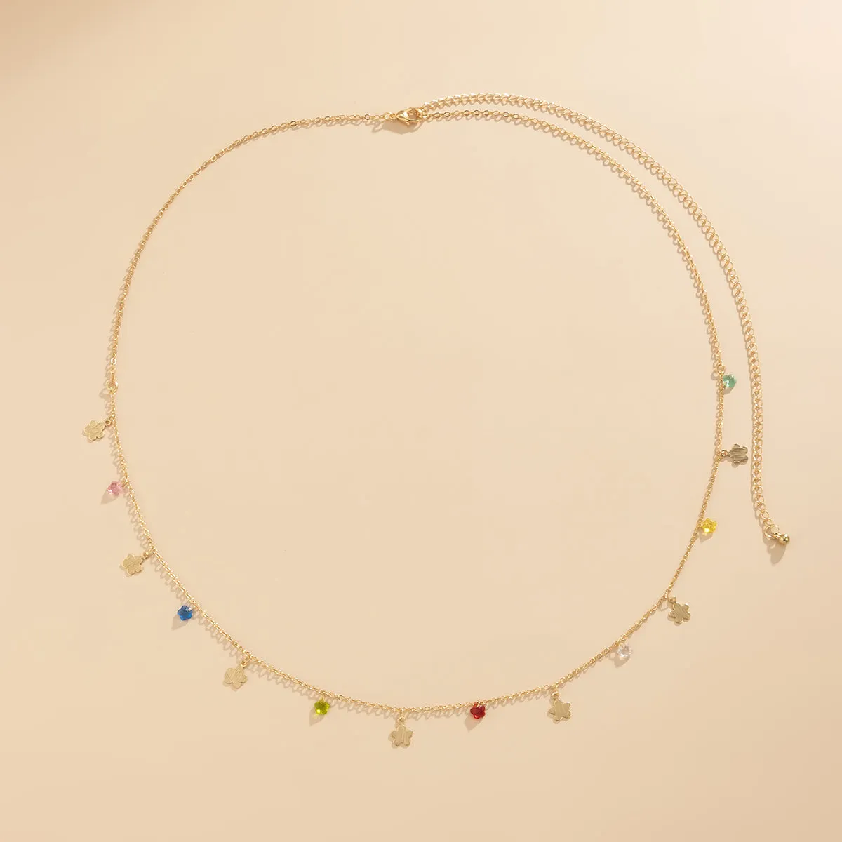 Colored Crystal & 18K Gold-Plated Flower Waist Chain
