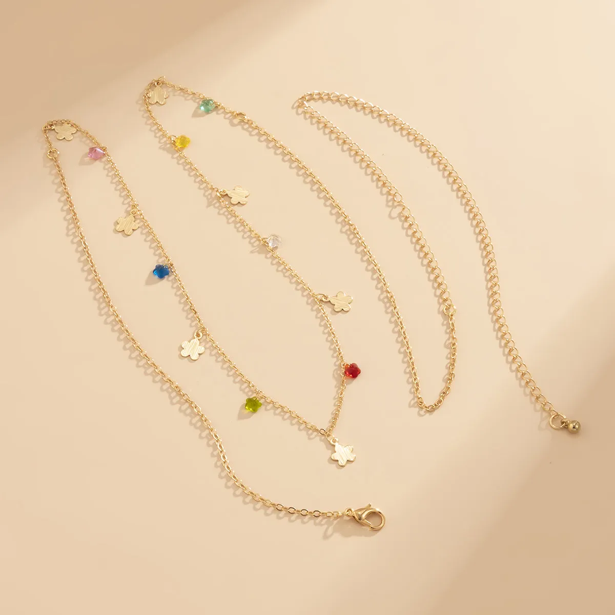 Colored Crystal & 18K Gold-Plated Flower Waist Chain