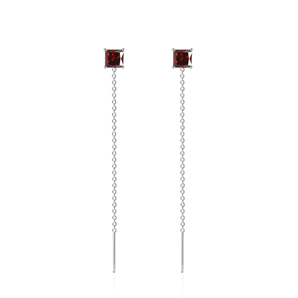 Colored Crystal & Silver-Plated Cube Threader Earrings