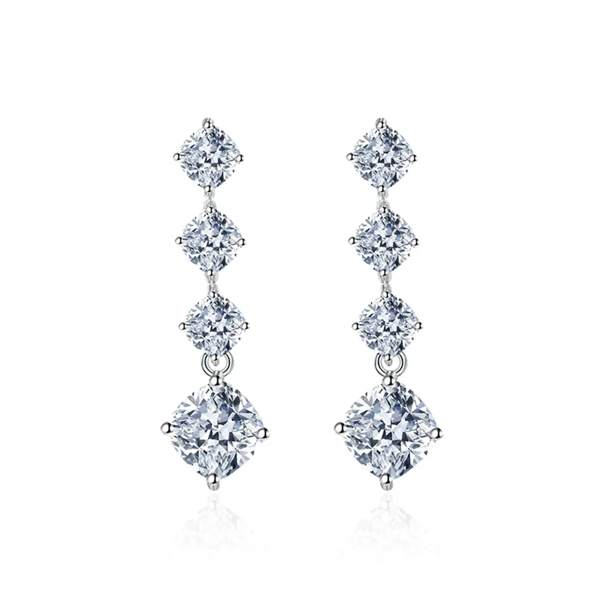 Colored Crystal & Silver-Plated Cushion-Cut Drop Earrings