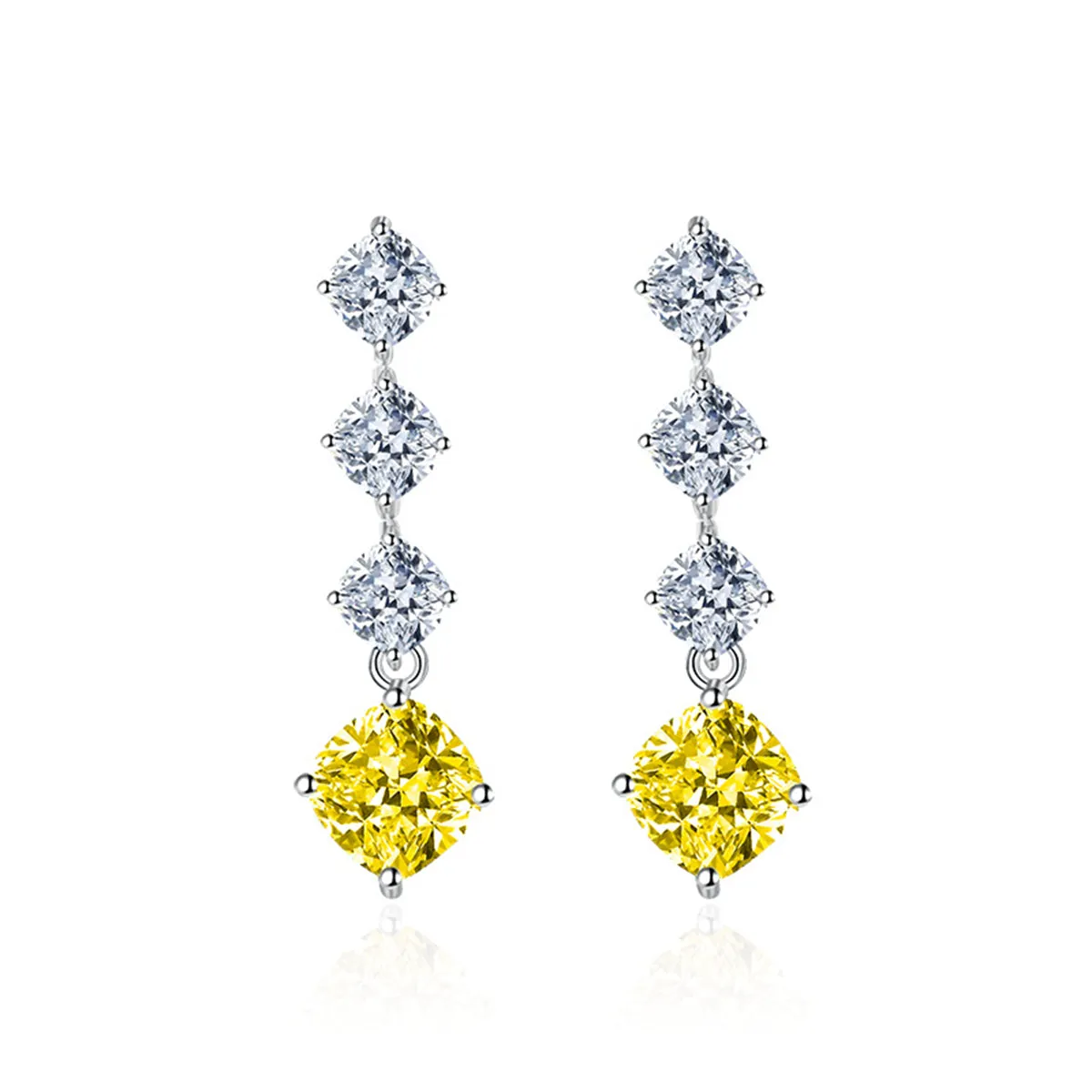 Colored Crystal & Silver-Plated Cushion-Cut Drop Earrings