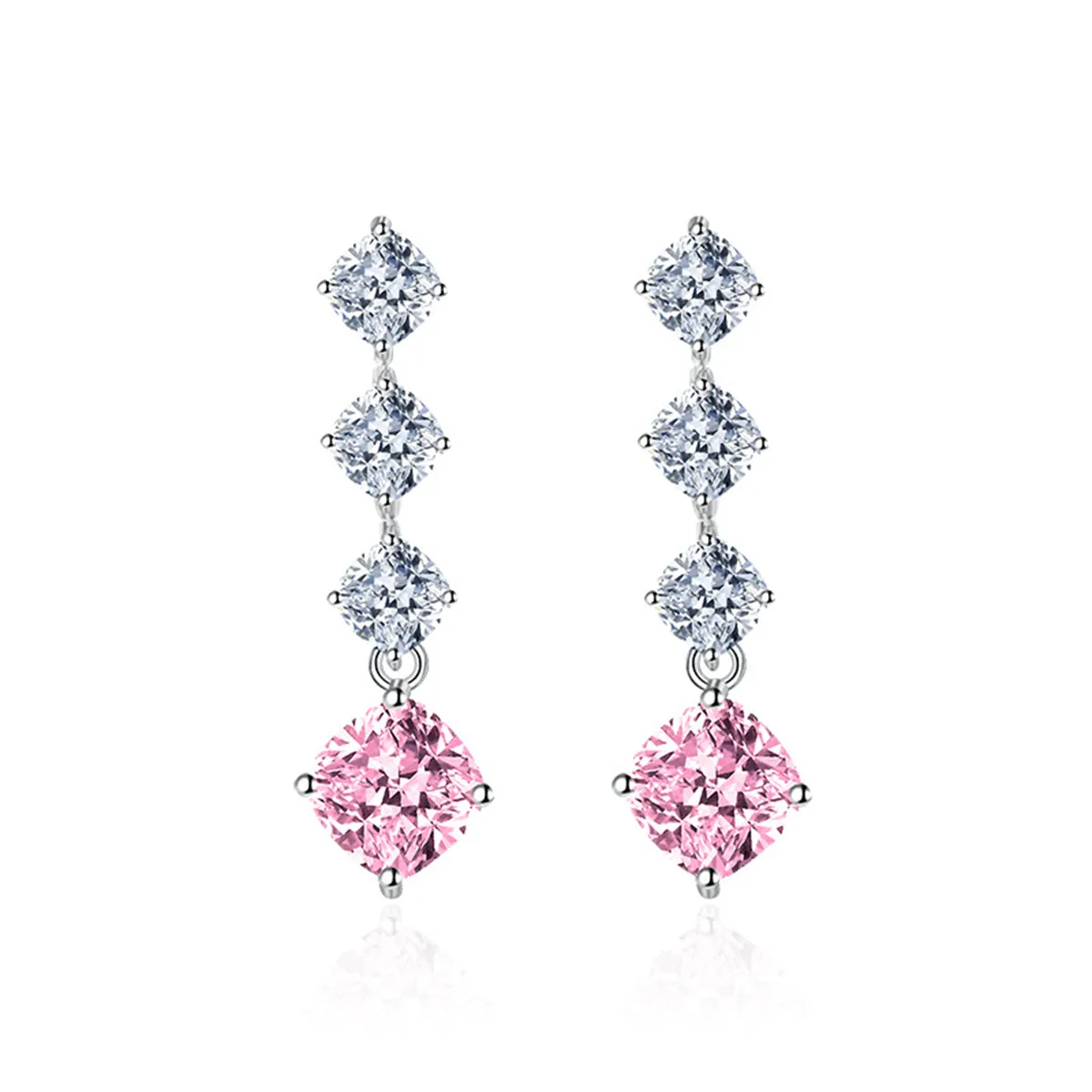 Colored Crystal & Silver-Plated Cushion-Cut Drop Earrings