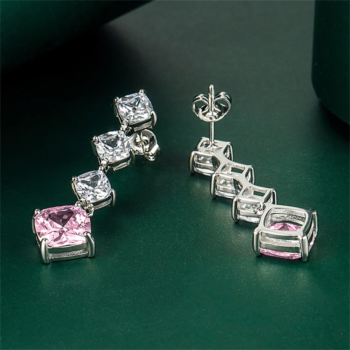 Colored Crystal & Silver-Plated Cushion-Cut Drop Earrings