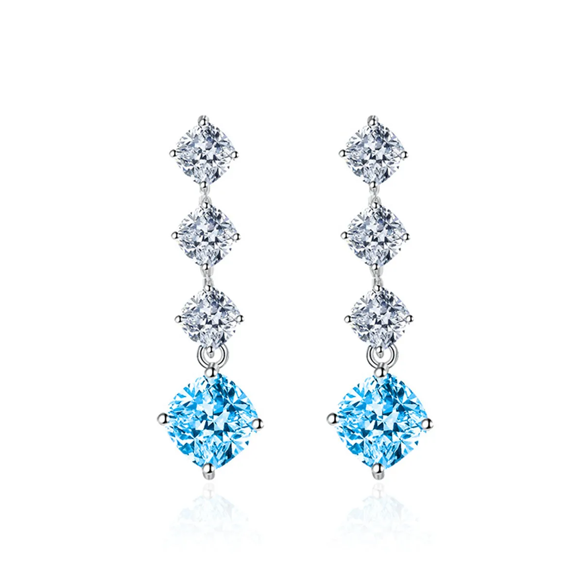 Colored Crystal & Silver-Plated Cushion-Cut Drop Earrings
