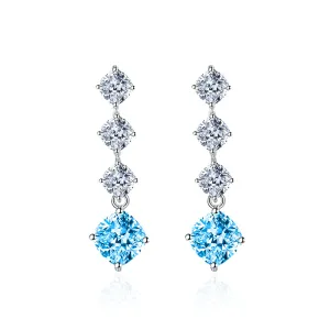 Colored Crystal & Silver-Plated Cushion-Cut Drop Earrings