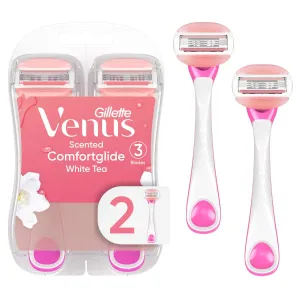 Comfortglide Disposable Razors for Women, 2 Count, White Tea Scented Moisture Bars for a Smooth Shave