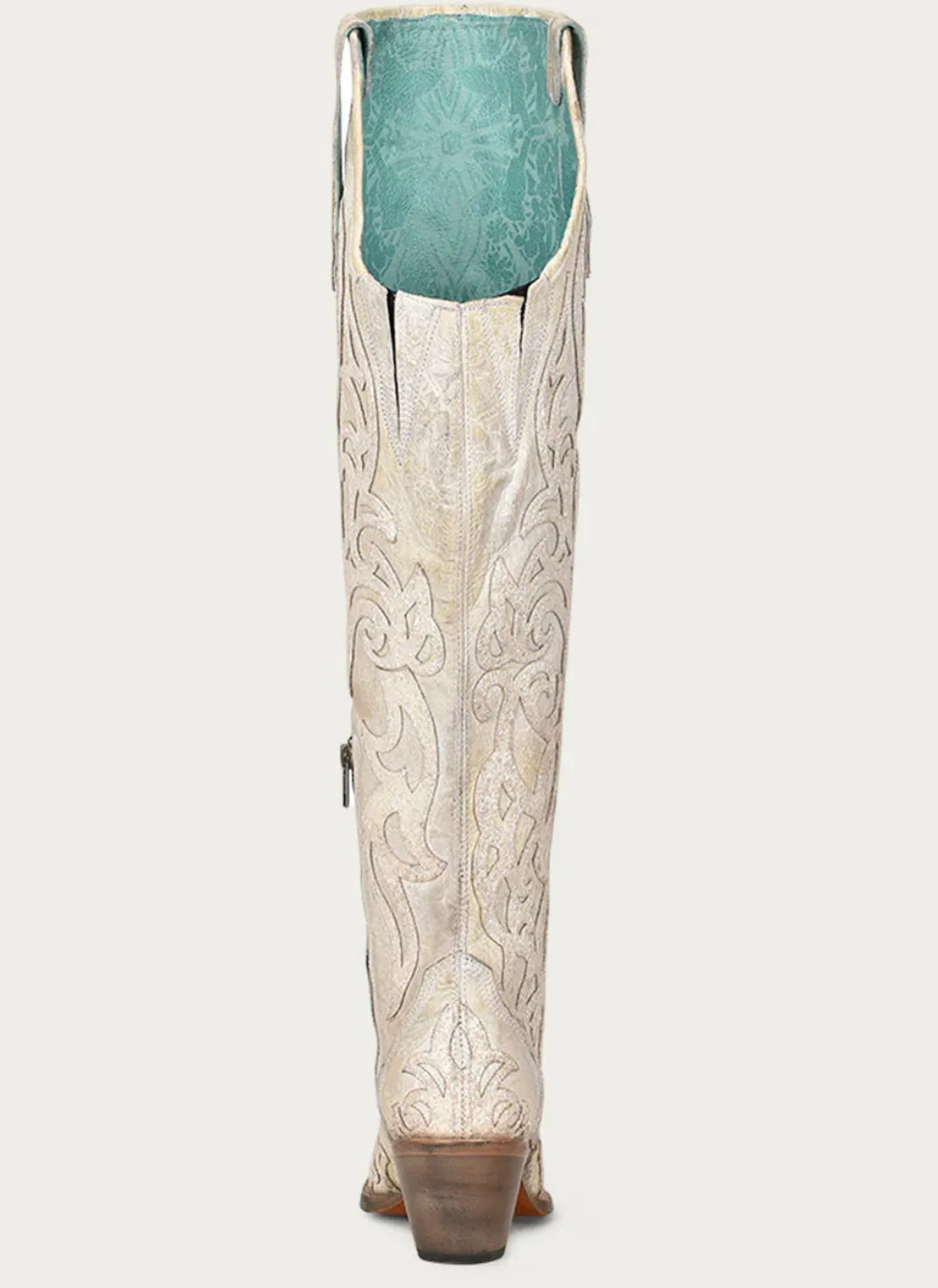 Corral Beige Glitter Overlay & Embroidery Tall Top Boots C3927