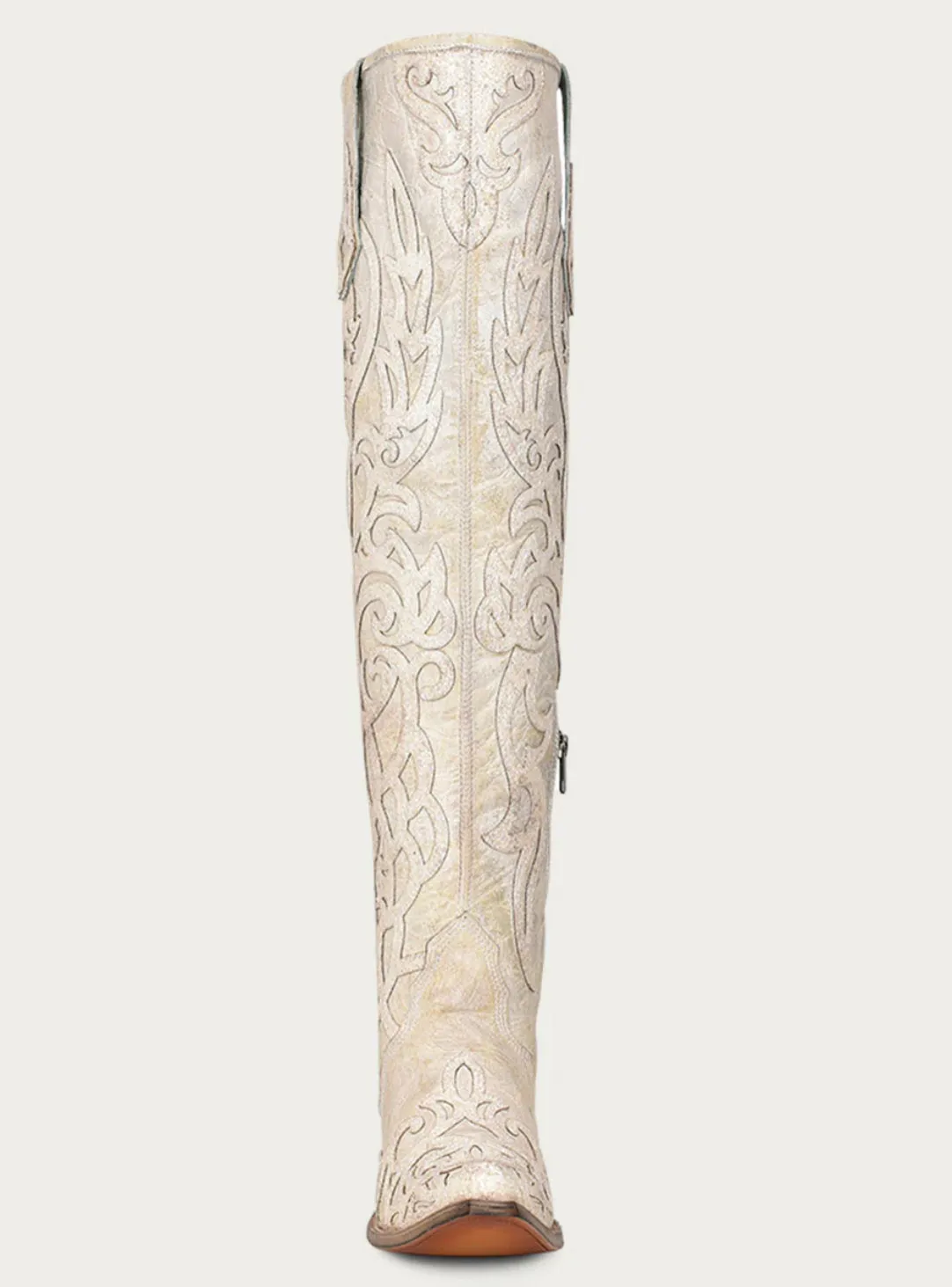 Corral Beige Glitter Overlay & Embroidery Tall Top Boots C3927