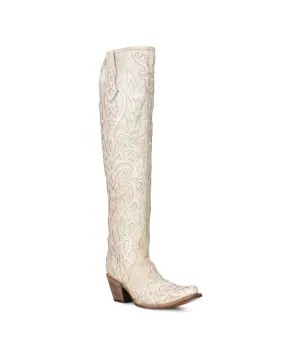 Corral Beige Glitter Overlay & Embroidery Tall Top Boots C3927