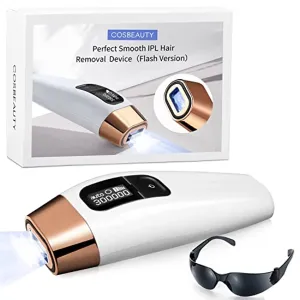 COSBEAUTY IPL Hair Removal for Women, At-Home Permanent Hair Removal Device Painless Hair Remover for Armpits Back Legs Arms Bikini Line and Facial Hair Removal (White)