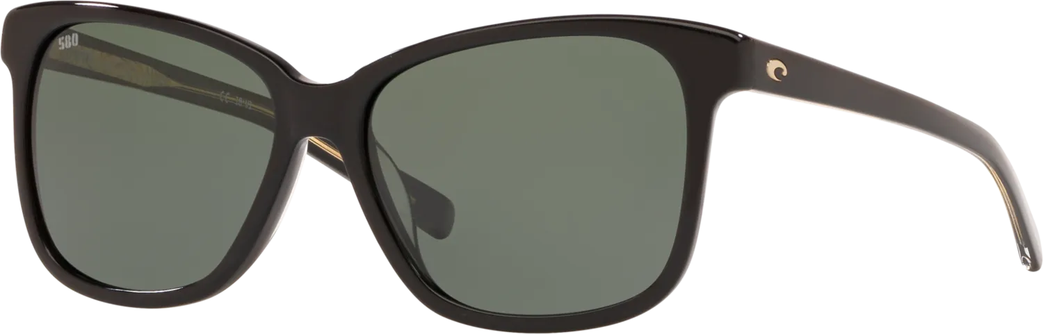 Costa Del Mar May Shiny Black Frame Gray Glass 580G Lens Polarised Performance Sunglasses - Mega Clearance