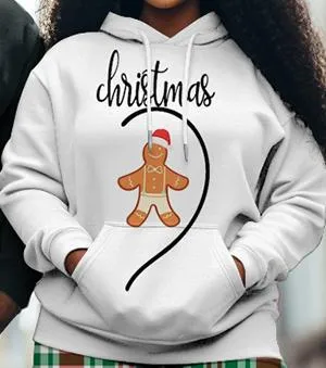 Couple Plus Size Casual Couple Outfit Gingerbread Man Red Plaid Hoodie Suit