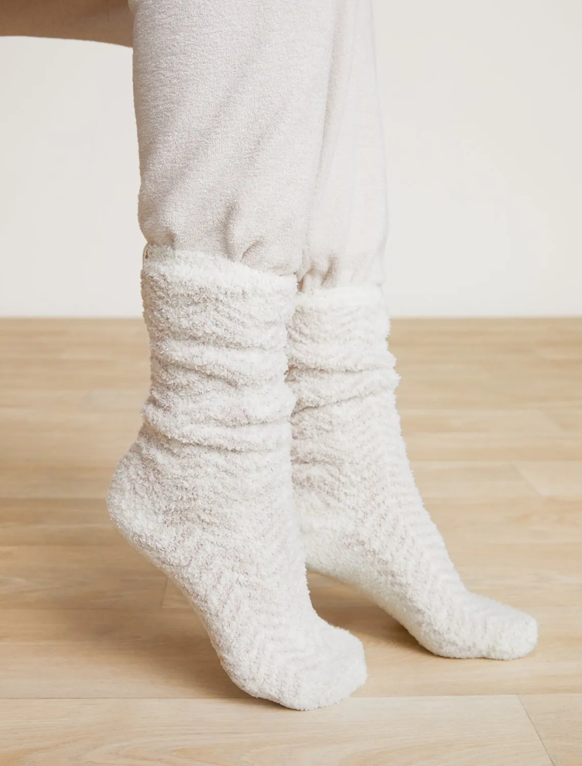CozyChic Women's Herringbone Socks in Cream/Stone