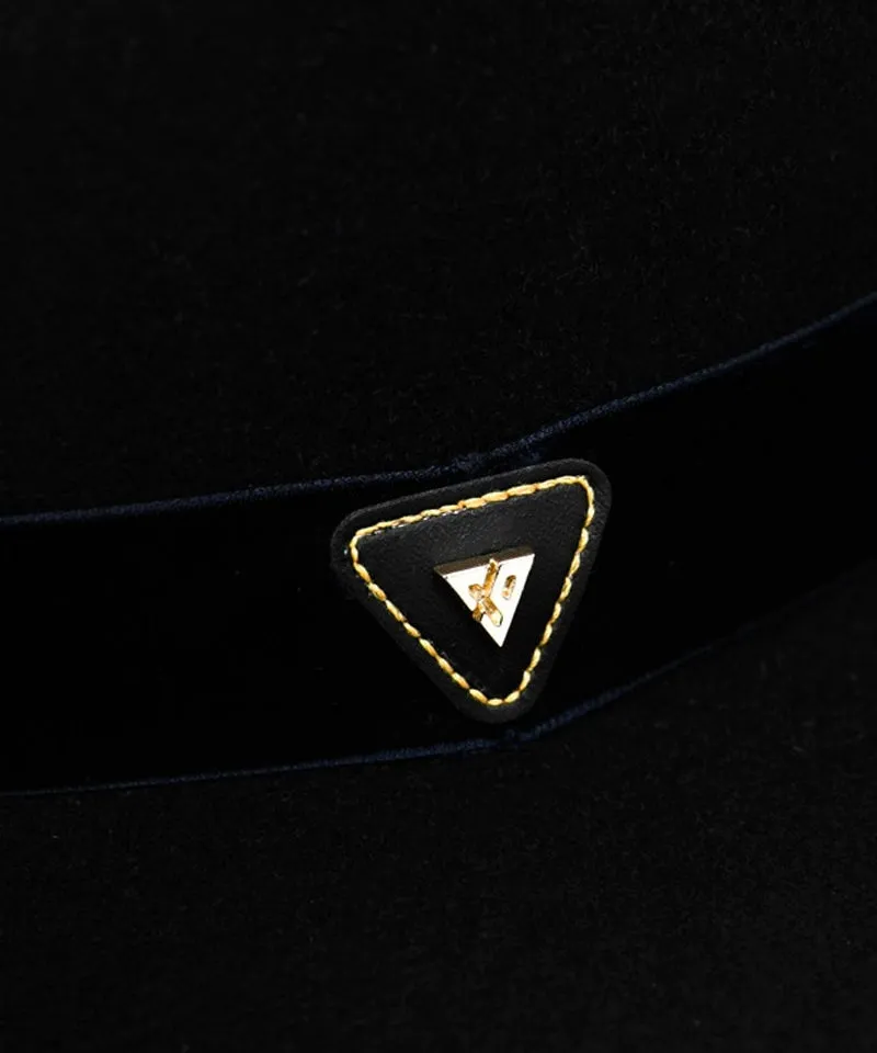 CREVE NINE: Velvet Ribbon Fedora - Black