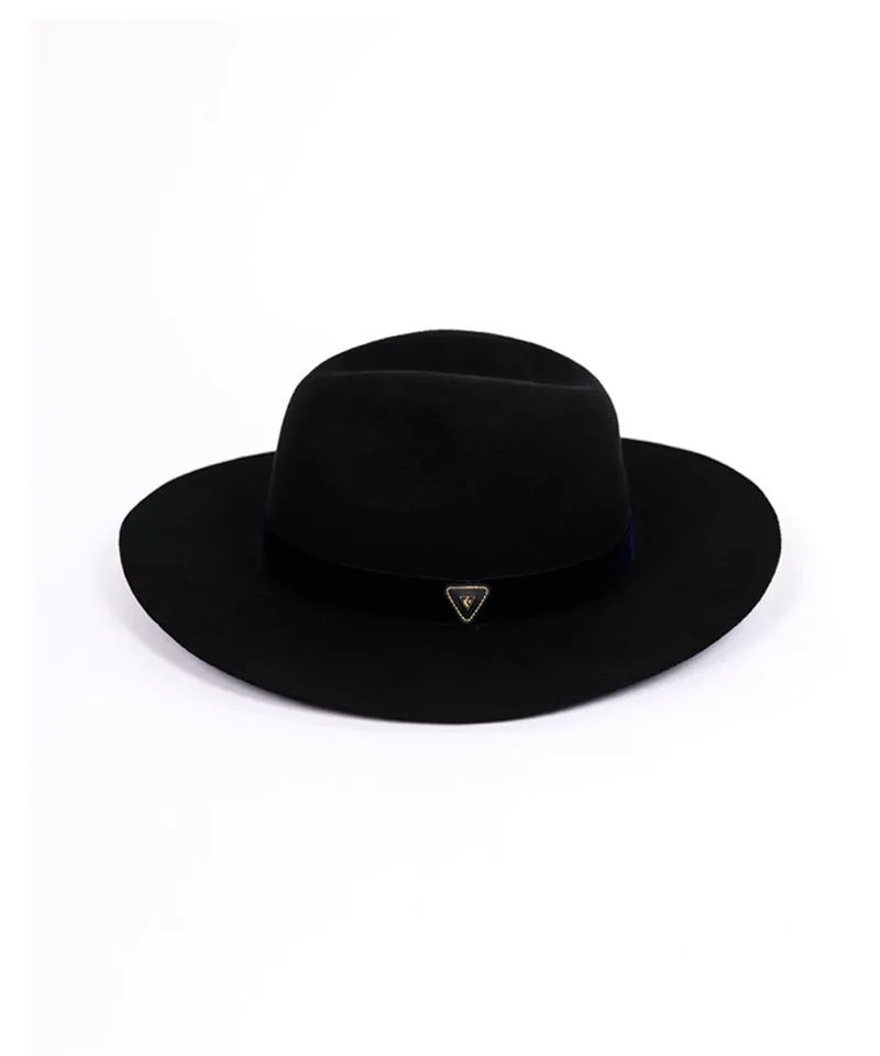 CREVE NINE: Velvet Ribbon Fedora - Black