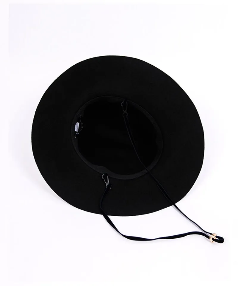 CREVE NINE: Velvet Ribbon Fedora - Black