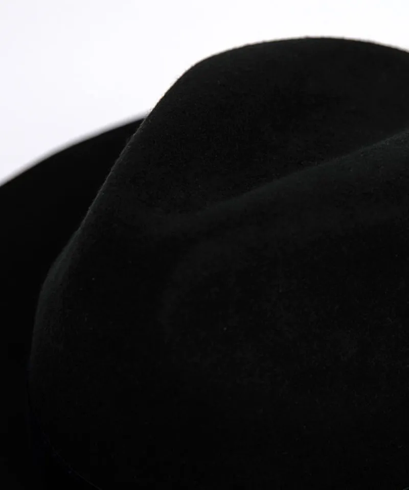 CREVE NINE: Velvet Ribbon Fedora - Black