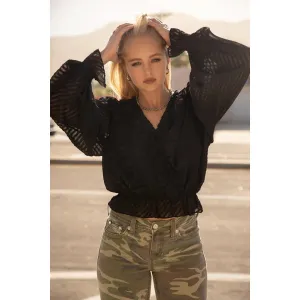 Cropped Black Blouse, by Miss Me